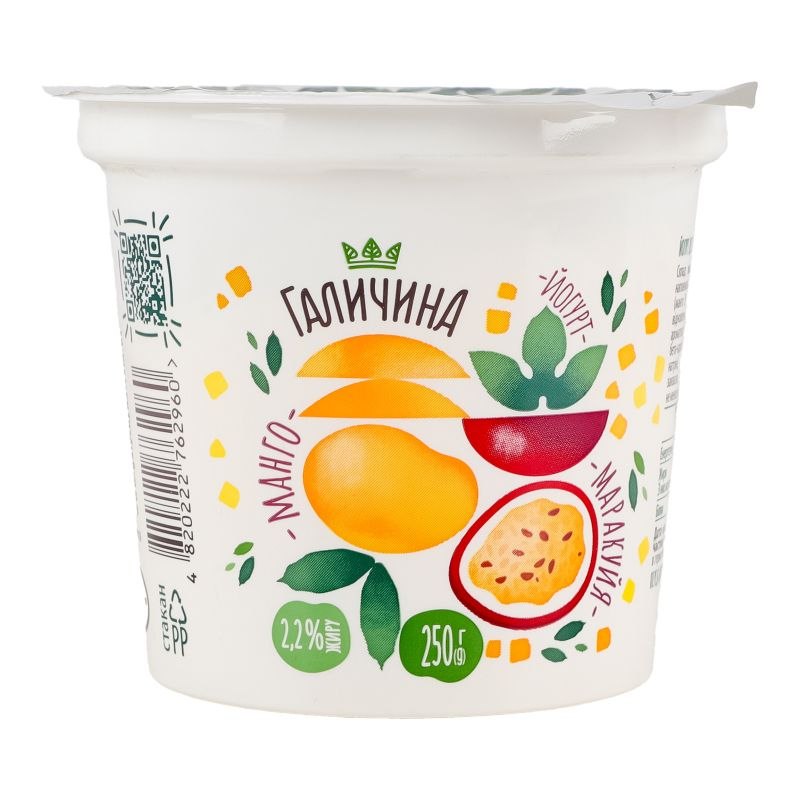 Йогурт десертний Галичина Манго-Маракуйя 2,2% 250г